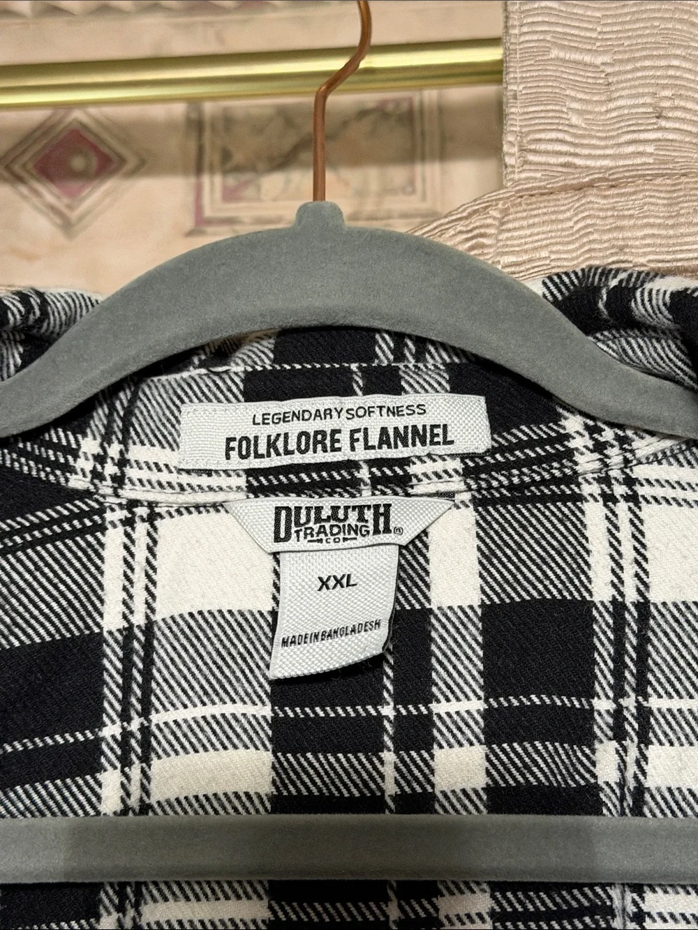 Duluth Trading Co Black and White Plaid Long Shacket